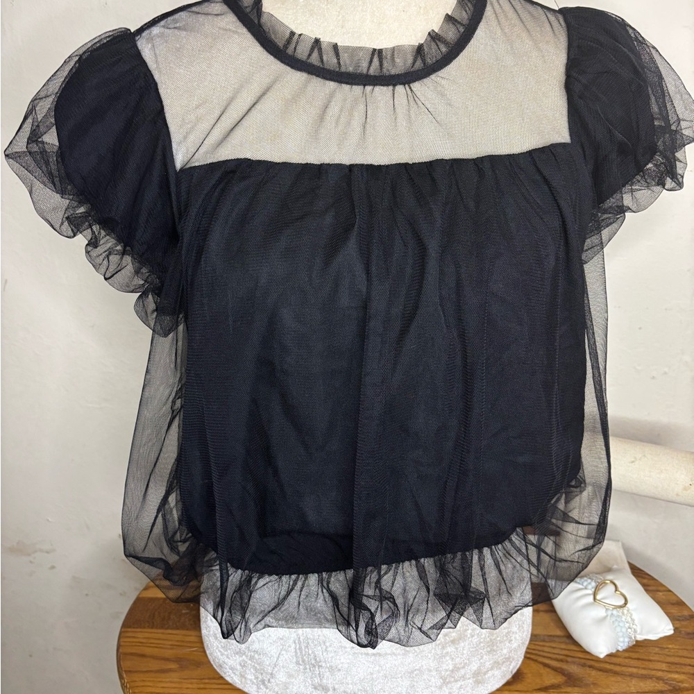 Elegant Black Sheer Women's Top